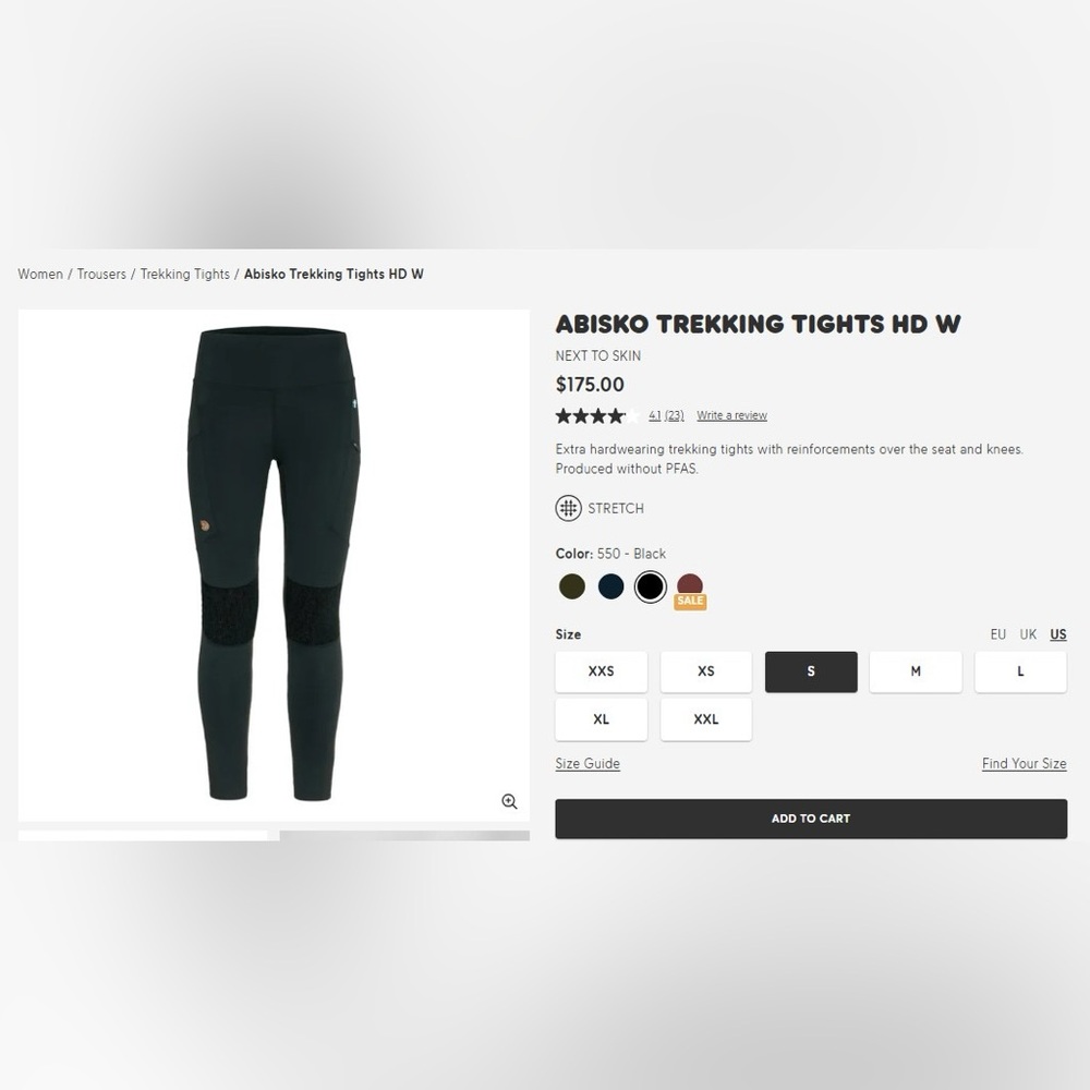 Fjallraven Abisko Trekking Tights HD W - Small / Black